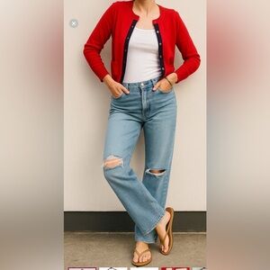 Anthropology Moth Red Button-Up Cardigan